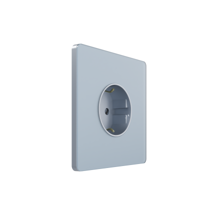 Розетка С/У с ЗК (250В, 16А, защит.шторки), Стальное небо | Systeme Infinity FSE001145